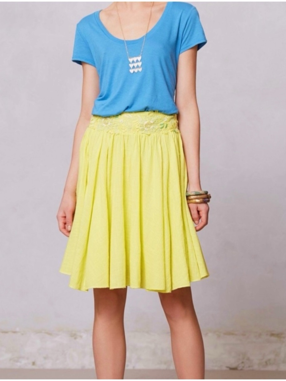 Anthropologie Floreat Stellina Flounced Embroidered Skirt Size M